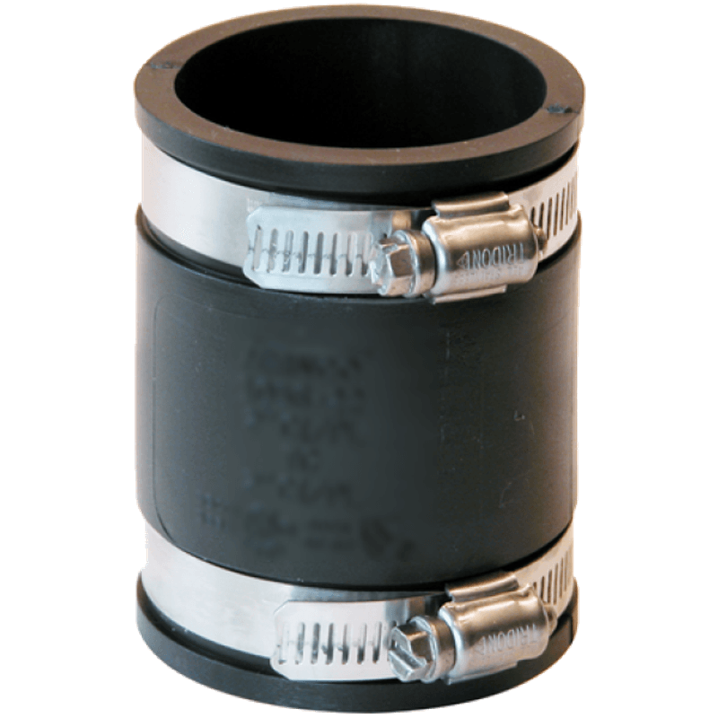 Flex muffe 110–100 mm med to rustfrie slangeklemmer