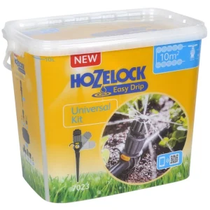 Dryppvannsett Universal i Hozelock Easy Drip-bøtte med lokk og trykk av et dryppspyd