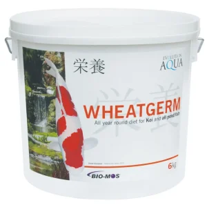 Evolution Aqua Wheatgerm koifôr i hvitt spann på 6 kg med koi på etiketten