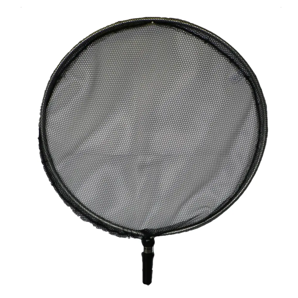 Håv grov Ø 43 cm med rund ramme og sort nett sett rett forfra