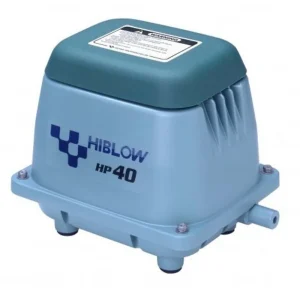 HiBlow HP-40 blå luftpumpe med grønt lokk i studio