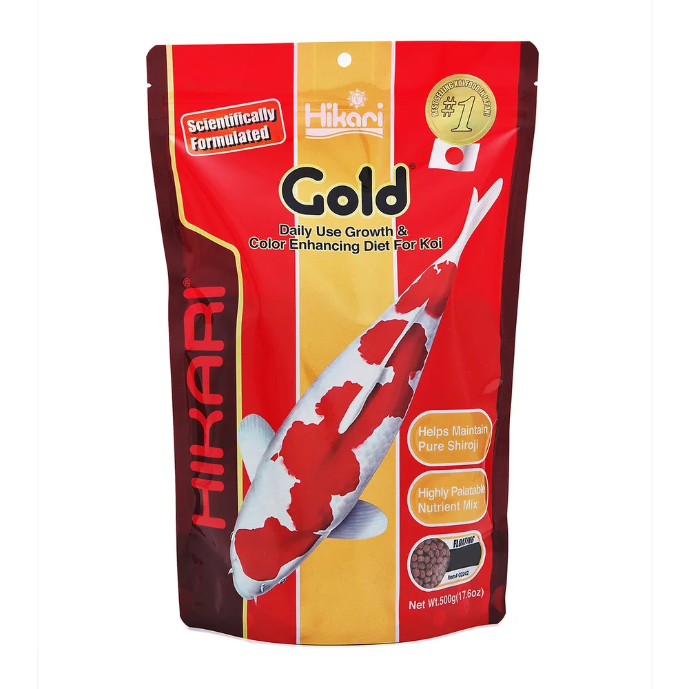 Hikari Gold rød pose med koifôr og rød koi på forsiden