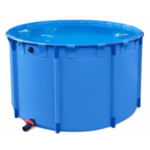 Koibasseng 1600 liter Ø150 × 100 cm blått oppbevaringskar med tappekran