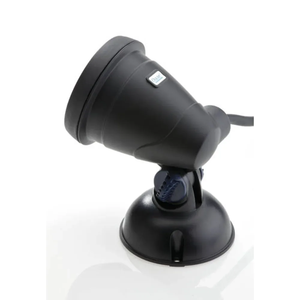OASE LunAqua Classic LED svart spot på rund fot, sett skrått forfra i studio