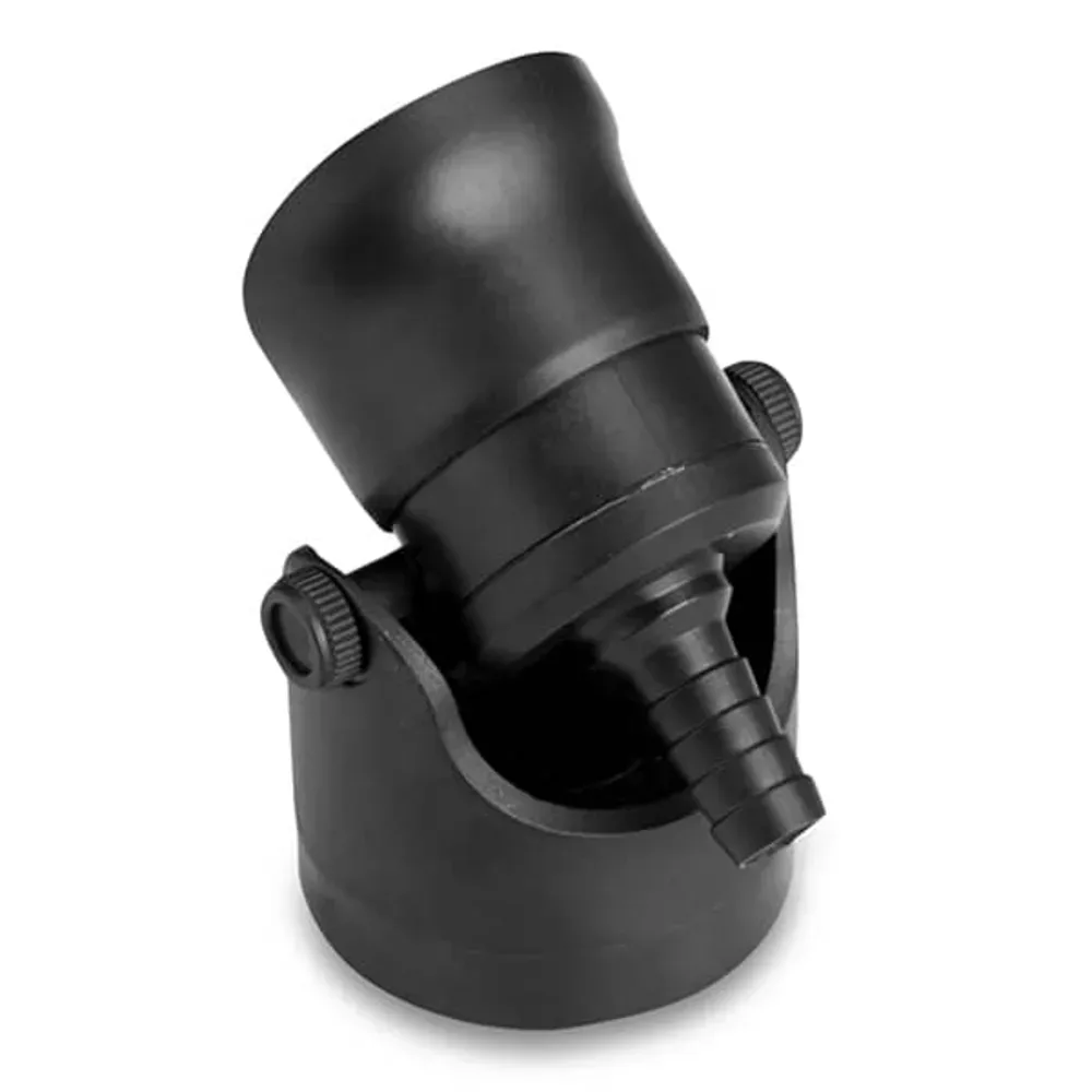 Ministream LED fontenelys sett bakfra med slangestuss og vippbar holder