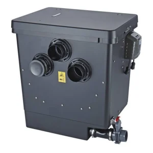 OASE ProfiClear Premium Compact M for gravitasjon, svart kasse med tre innløp og bunnventil