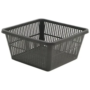 Lav firkantet svart plantekurv i plast med gittervegger til damplanter