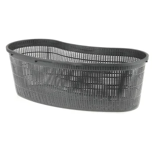 Oval plantekurv 45 × 18 × 15 cm i mørkegrå plast med tett gitter