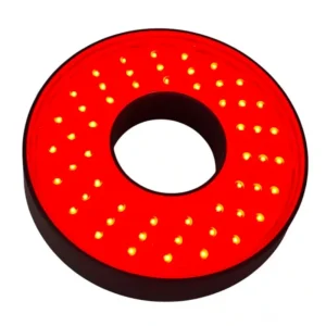 Super LED ring med 54 dioder som lyser rødt sett skrått ovenfra