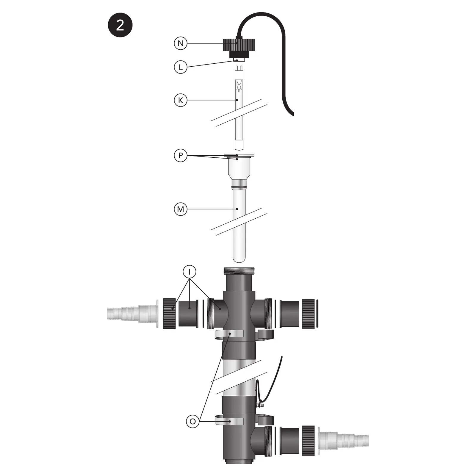 Sprengskisse AquaForte Midi Power UV-C 75W med delenummer synlig
