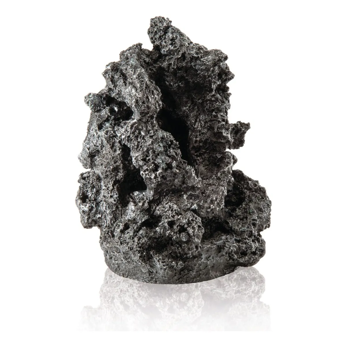 biOrb ornament mineralstein i sort og grått med porøs overflate og små hulrom