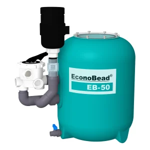 EconoBead EB-50 beadfilter i turkis tank med sekstrinnsventil og blower