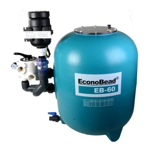 EconoBead EB-60 perlefilter i grønn tank med sekstrinnsventil og bunnventil