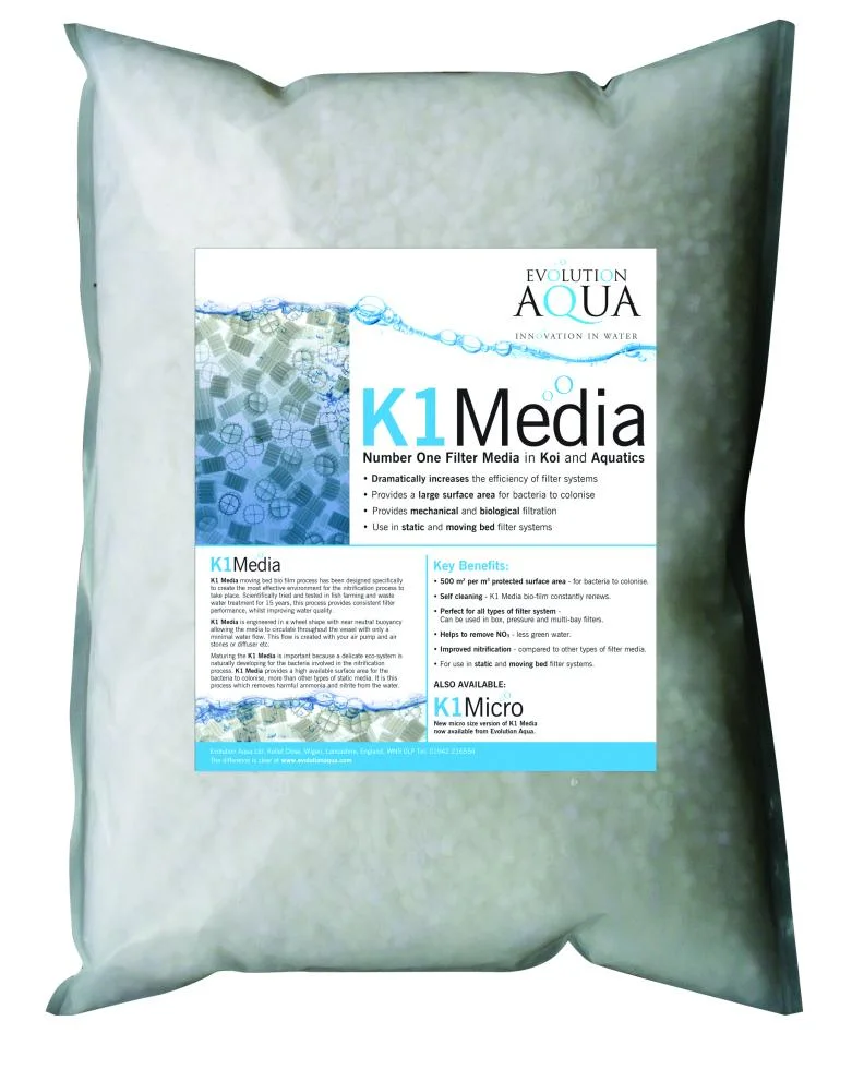 Sekk med 50 liter K1 filtermedie fra Evolution Aqua