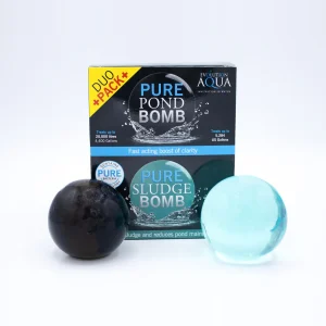 Evolution Aqua Pure Duo Pack til 20 000 liter: eske med Pure Pond Bomb og Pure Sludge Bomb