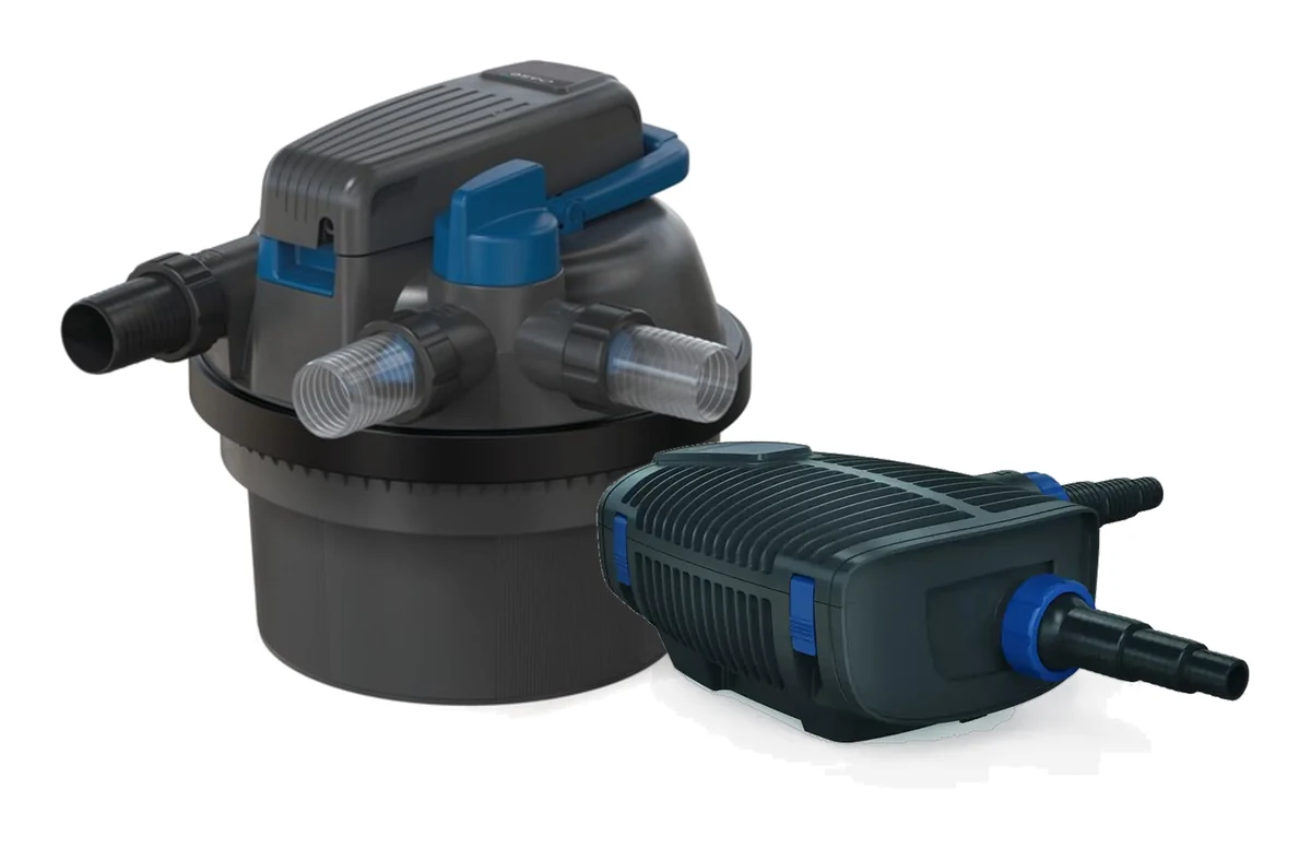 Filterpakke FiltoClear 5000: trykkfilteret OASE FiltoClear 5000 med UV-C og filterpumpen OASE AquaMax Eco Premium 5000