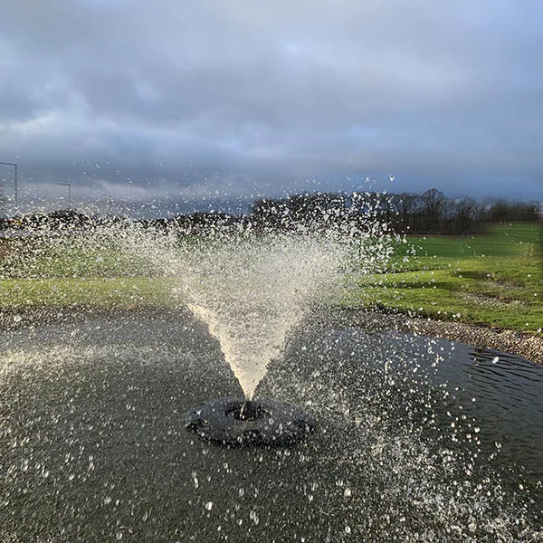 Flytende fontene 60000L med tulipandyse i en stor naturdam