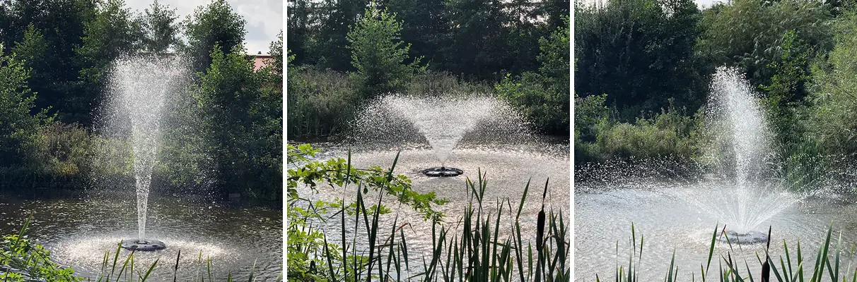Flytende fontene 60000L med kaskadedyse, tulipandyse og vulkandyse