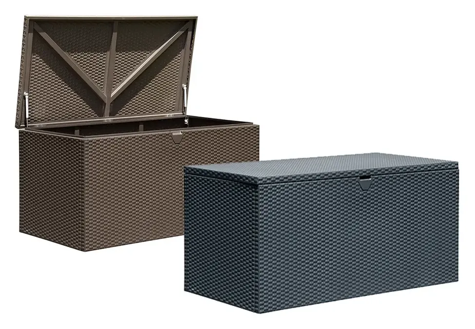 gop Deckbox putekasse 509 liter i espresso med åpent lokk og i antrasitt med lukket lokk