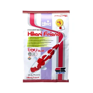 Hikari Friend large 10 kg sekk med rød kant og flytende fôr til store koi
