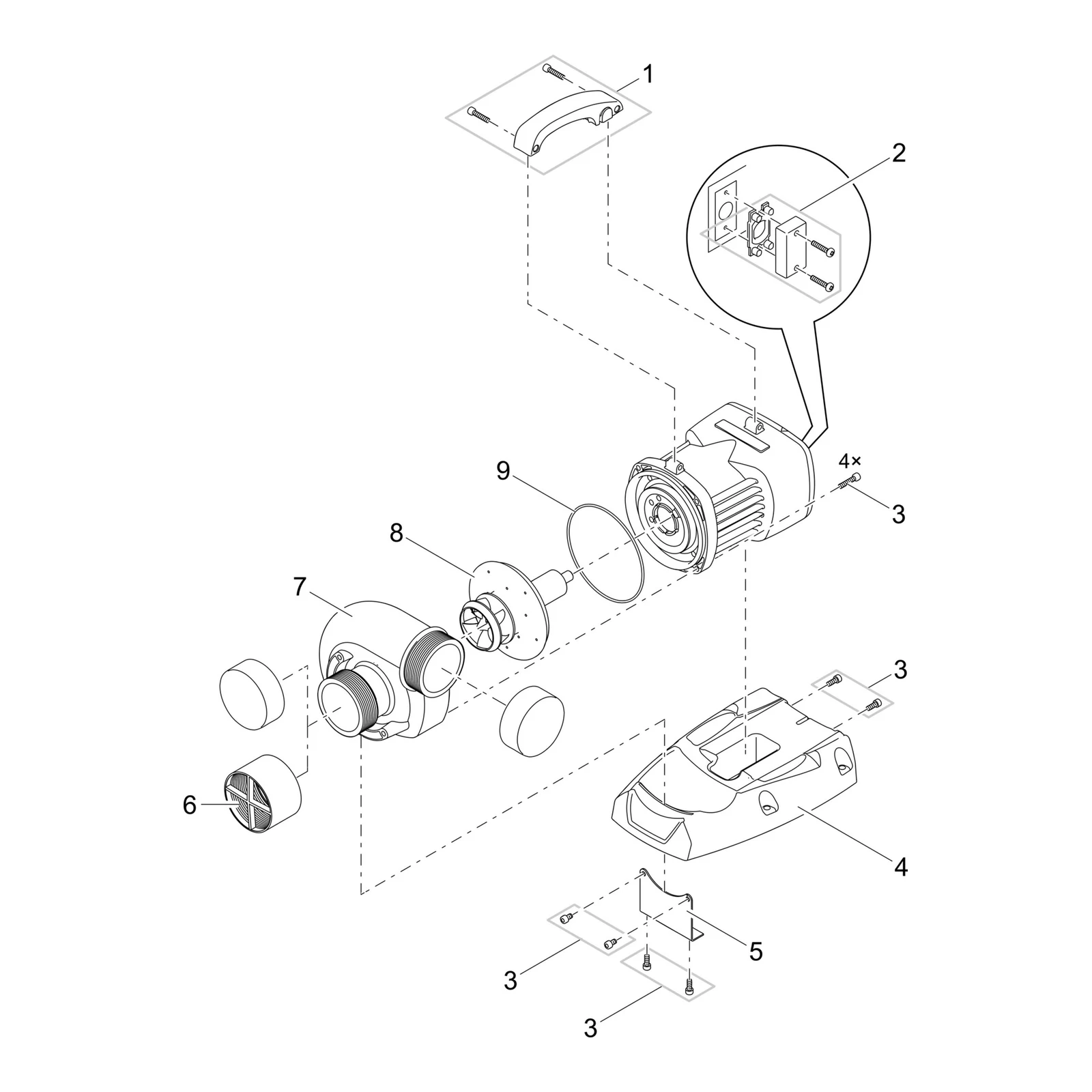 Sprengskisse OASE AquaMax Eco Titanium 51000 med delenummer synlig