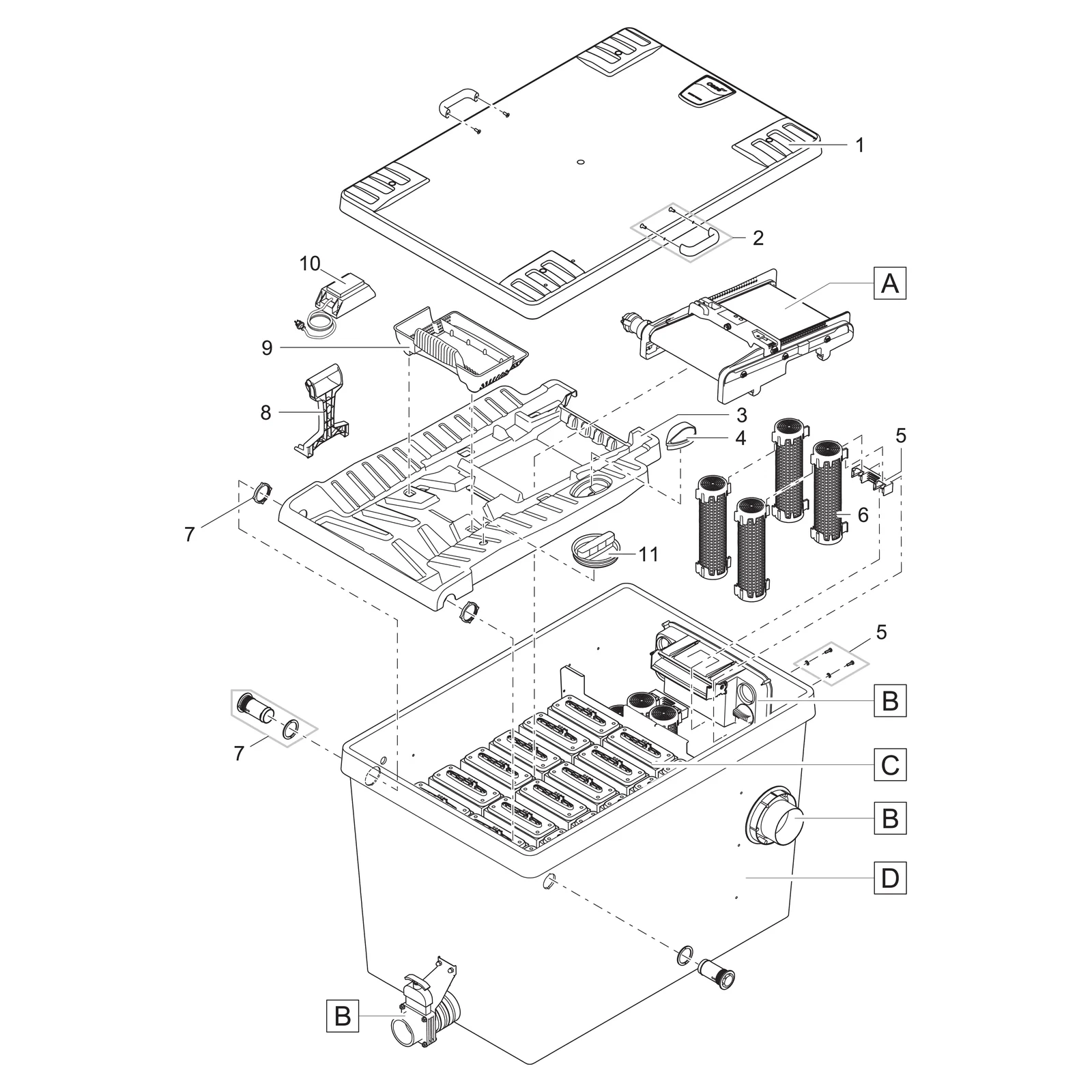 Sprengskisse OASE BioTec ScreenMatic² 145000 med delenummer synlig