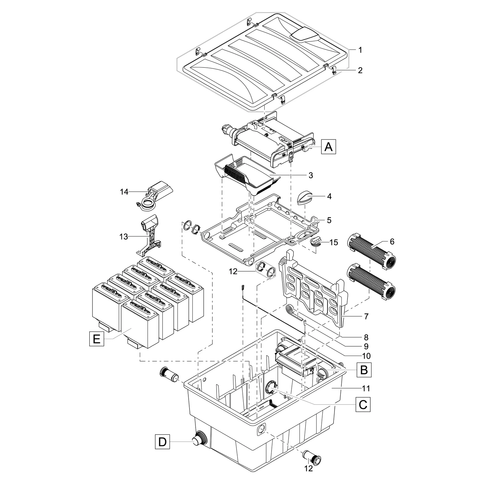 Sprengskisse OASE BioTec ScreenMatic² 40000 med delenummer synlig