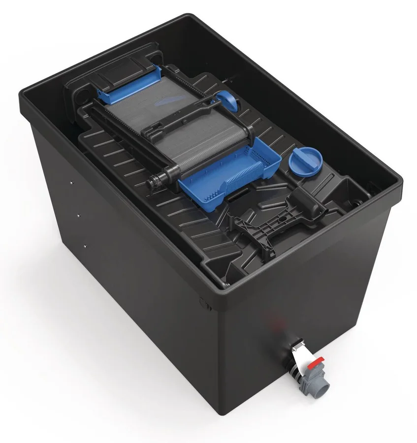 BioTec ScreenMatic² 145000 uten lokk med silbelte, slamkurv og skyveventil på slamutløpet