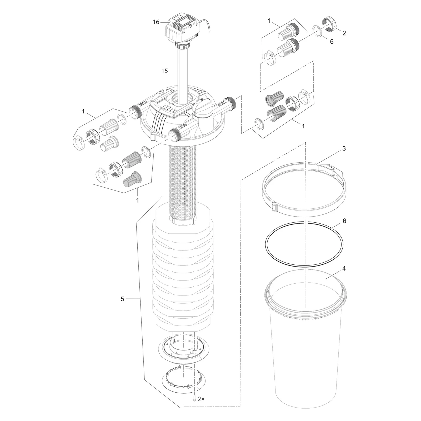 Sprengskisse OASE FiltoClear 30000 med delenummer synlig