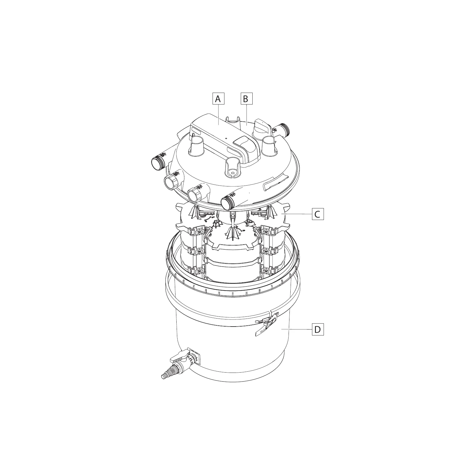Sprengskisse OASE FiltoClear 60000/90000 med delenummer synlig