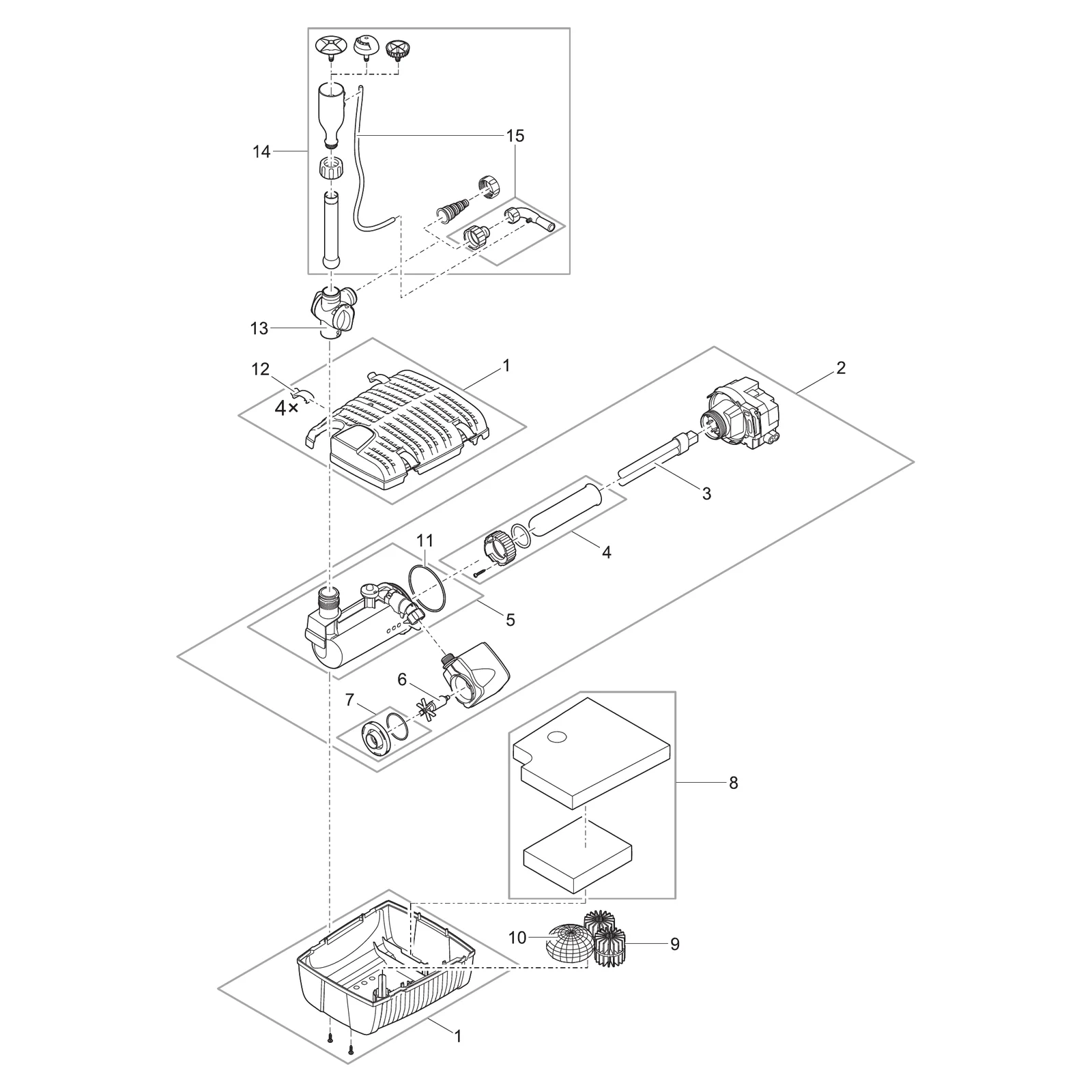 Sprengskisse OASE Filtral UVC 1500 til 9000 med delenummer synlig