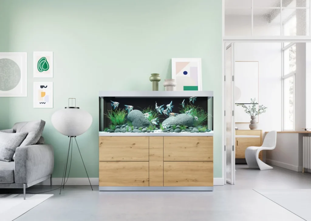 OASE HighLine 600 Wild Oak med planteakvarium mot en lys mintgrønn vegg