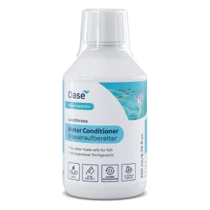 OASE LessStress 250 ml vannbehandler til akvarium i hvit flaske med turkis etikett