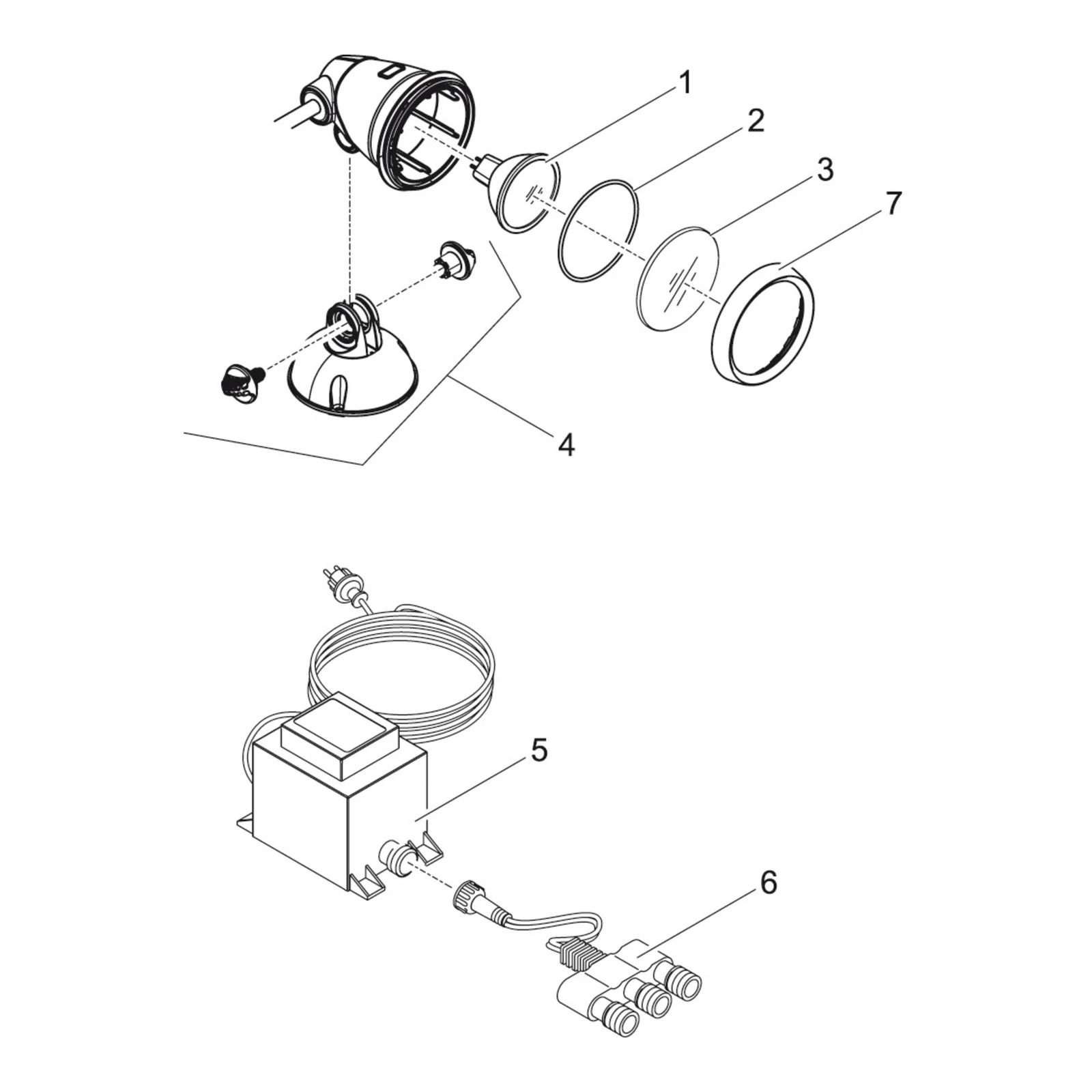 Sprengskisse OASE LunAqua Classic LED Set 1 med delenummer synlig