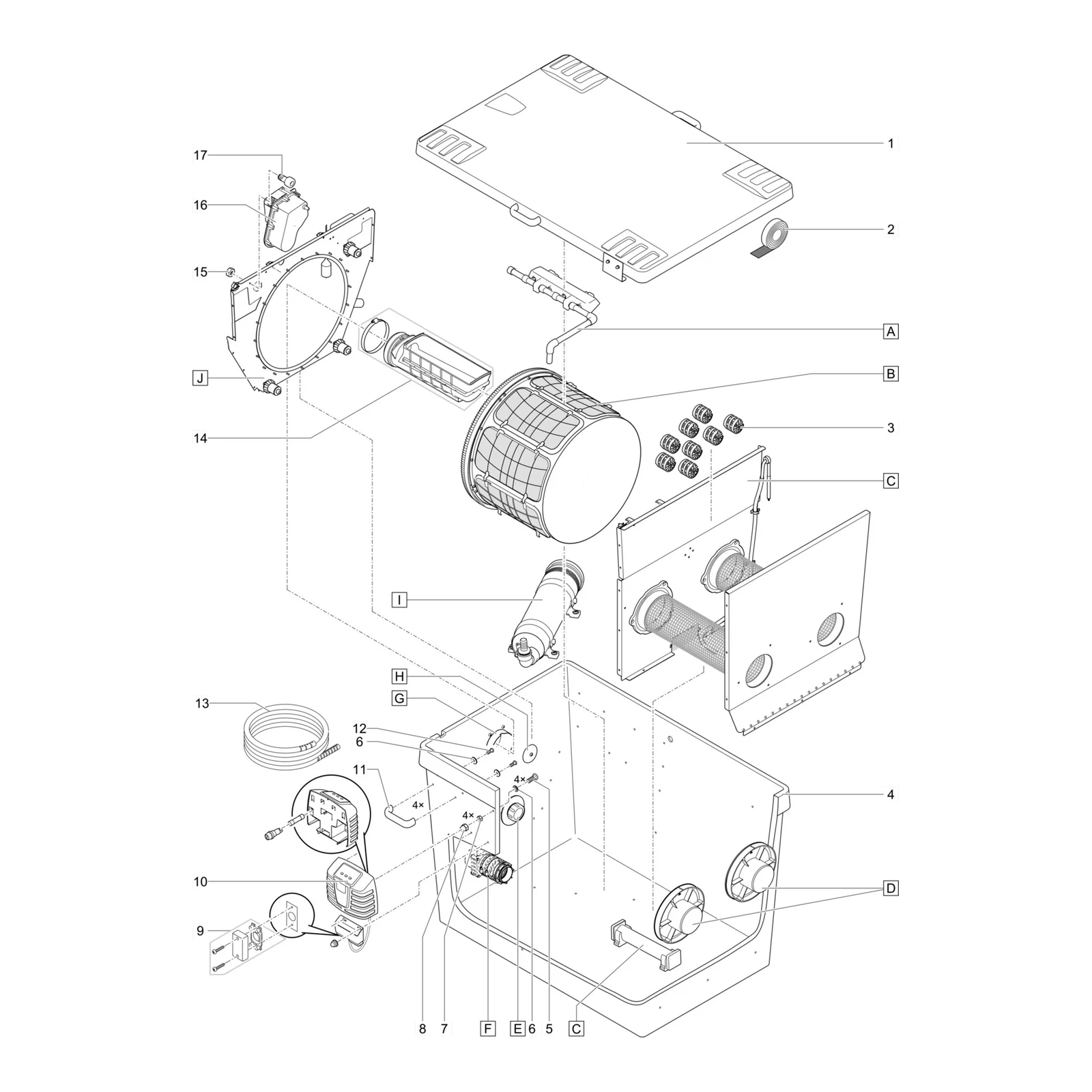 Sprengskisse OASE ProfiClear Premium Compact L pumpet med delenummer synlig