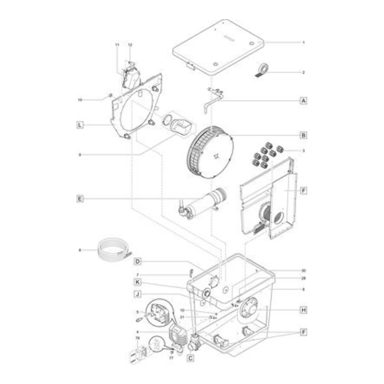 Sprengskisse OASE ProfiClear Premium Compact M pumpet med delenummer synlig