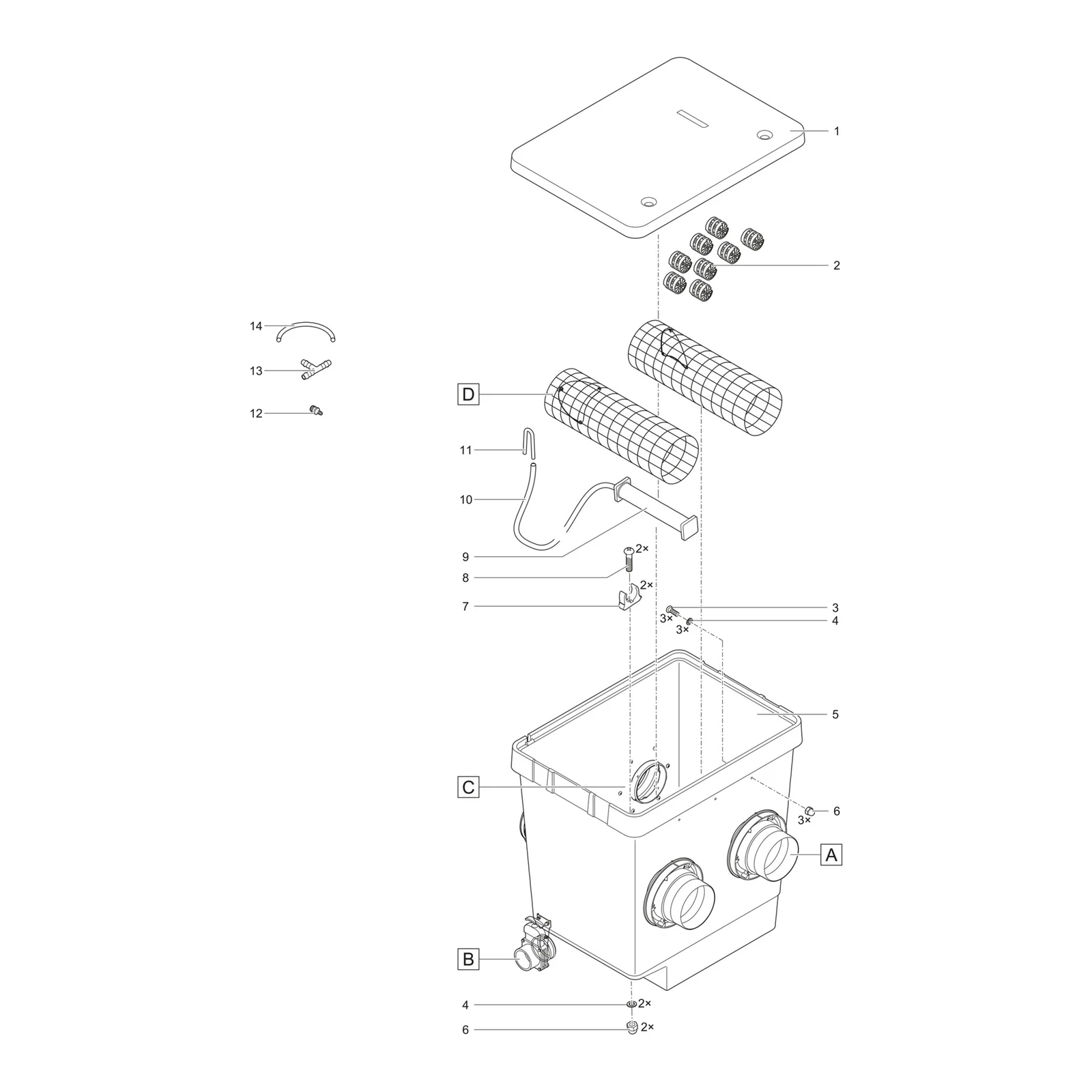 Sprengskisse OASE ProfiClear Premium Moving Bed-modul med delenummer synlig