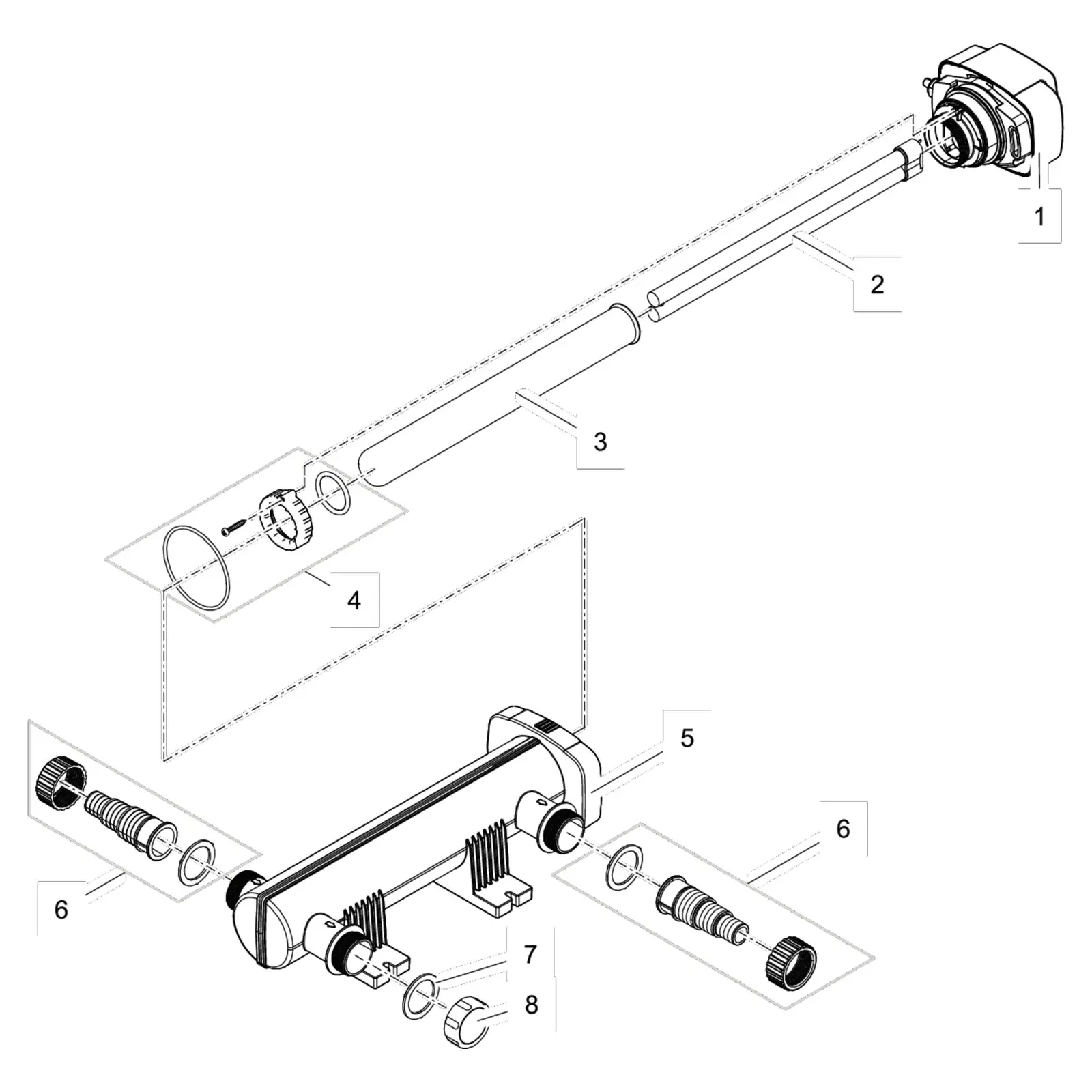Sprengskisse OASE Vitronic 18W med delenummer synlig
