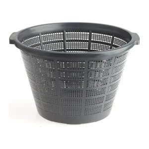 Rund plantekurv til vannliljer, Ø 40 cm og 28 cm høy, i sort plast