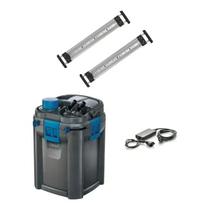 Innholdet i startpakken til OASE HighLine 125 og ScaperLine 60: BioMaster2 Thermo 250 ytterfilter, to MotionControl LED 45 og EAC Transformer 120 W